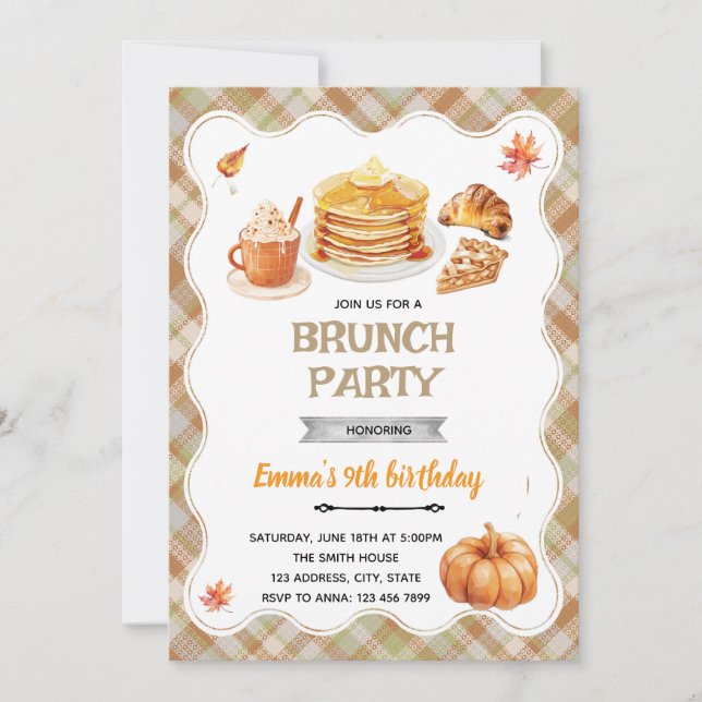 invitación a la fiesta de brunch de otoño (Anverso)