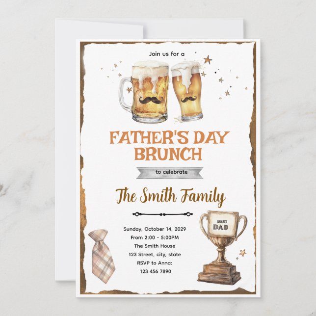 Invitación a la fiesta de brunch del día del padre (Anverso)