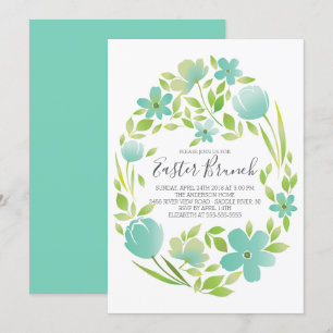 Invitación a la fiesta de brunch floral de huevo d