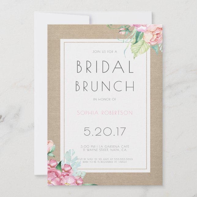 Invitación a la fiesta de Brunch nupcial (Anverso)