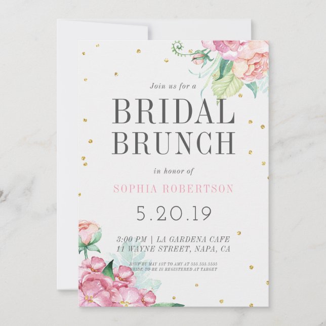 Invitación a la fiesta de Brunch nupcial (Anverso)