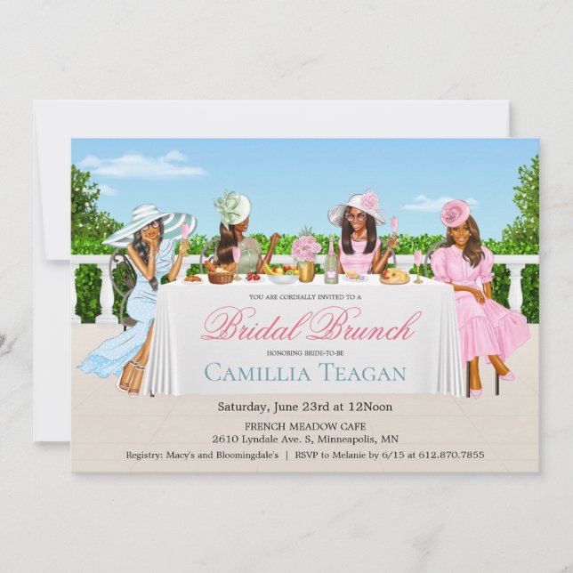 Invitación a la fiesta de brunch nupcial afroameri (Anverso)