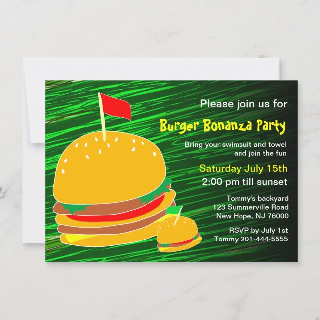 Invitación a la fiesta de Burger Bonanza (Anverso)