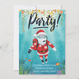 Invitación a la fiesta de buzo de Navidad submarin