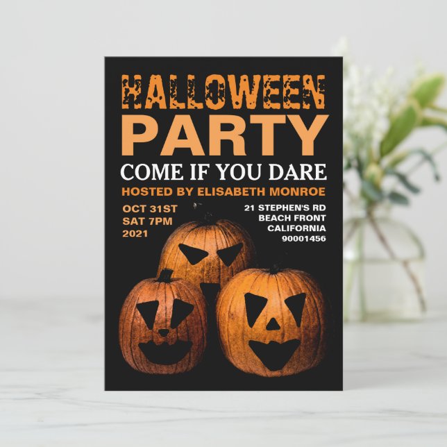 Invitación a la fiesta de calabaza de Halloween (Anverso de pie)