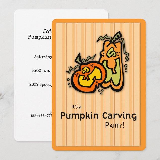 Invitación a la fiesta de calabaza de Halloween (Anverso / Reverso)