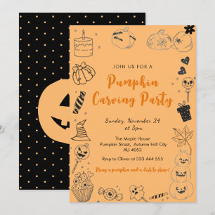 Invitación a la Fiesta de Calabaza Doodle Capricho