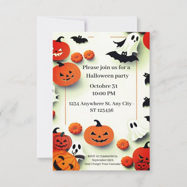 Invitación a la fiesta de calabaza fina Halloween (Anverso)