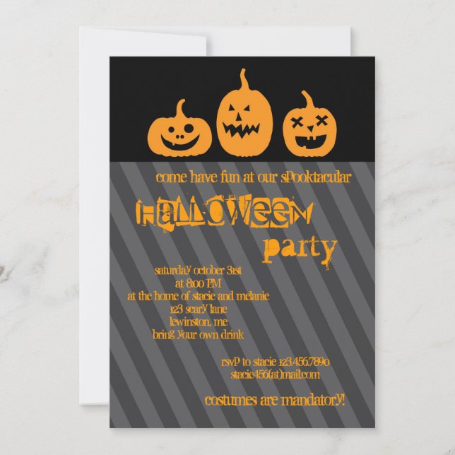 Invitación a la fiesta de calabaza Halloween (Anverso)