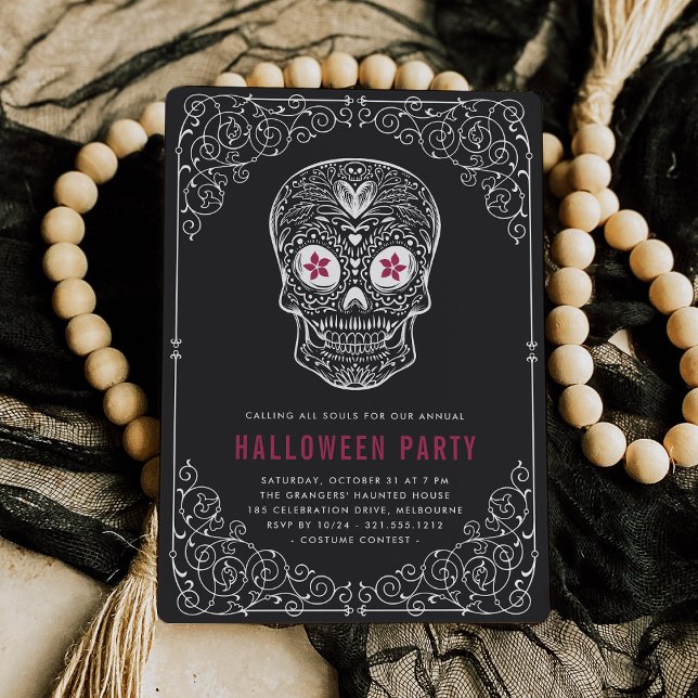 Invitación a la fiesta de Calavera Skull Halloween (Subido por el creador)