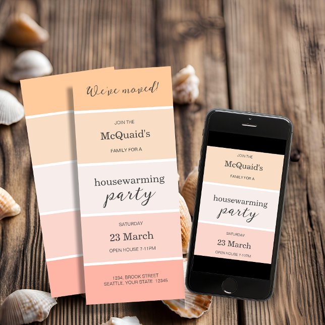 Invitación a la fiesta de calentamiento de la casa (Rose Pink and Peach House Warming Party Invitation)