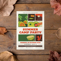 Invitación a la fiesta de campamento de verano ret