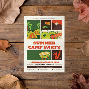 Invitación a la fiesta de campamento de verano ret