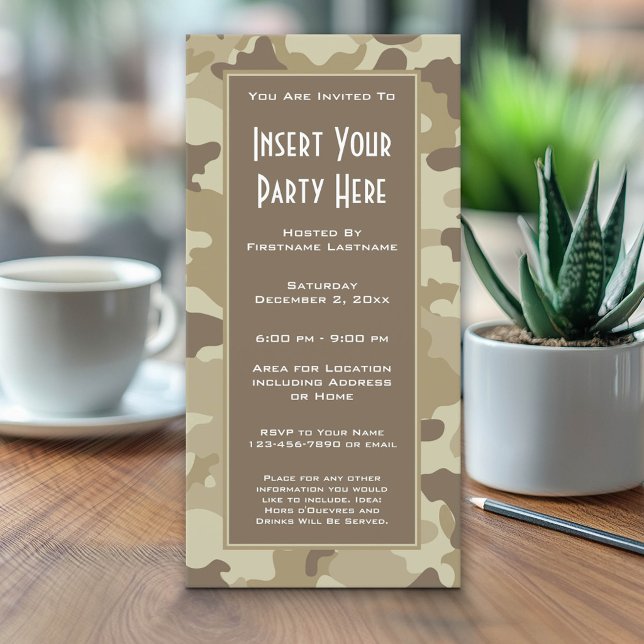 Invitación a la fiesta de camuflaje militar (Camo Invitation)