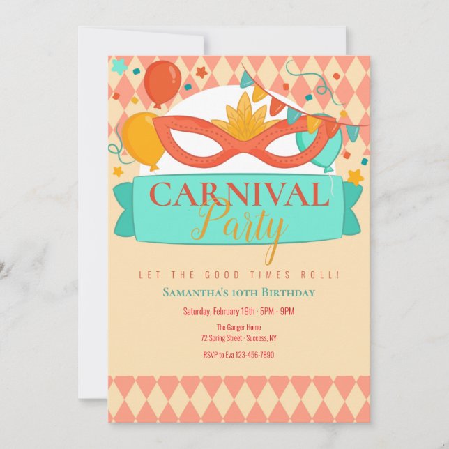 Invitación a la fiesta de carnaval (Anverso)