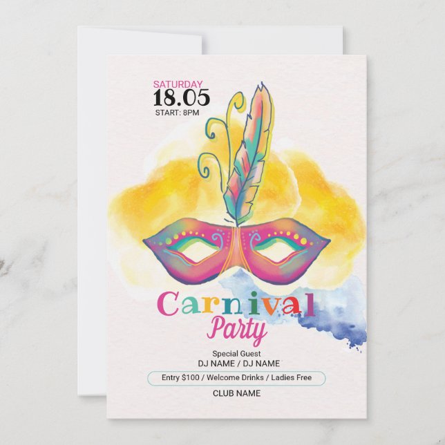 Invitación a la fiesta de carnaval (Anverso)