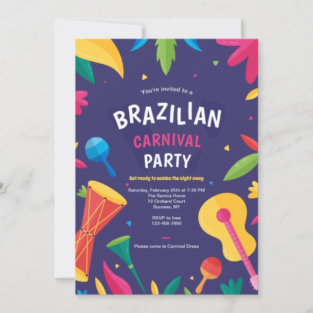 Invitación a la fiesta de carnaval brasileña (Anverso)