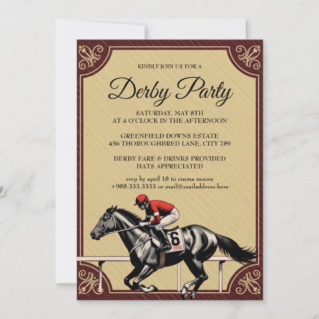 Invitación a la fiesta de carreras de caballos Vin (Anverso)