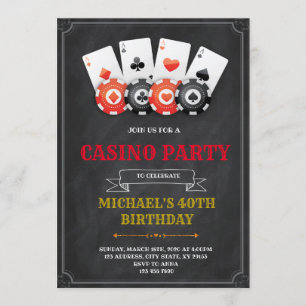 Invitación a la fiesta de casino en la noche del j