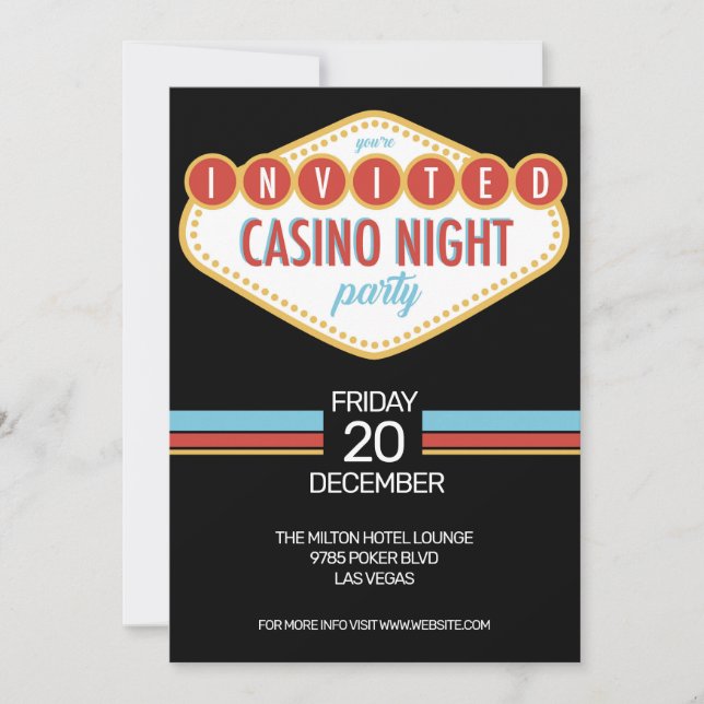 Invitación a la fiesta de Casino Night Party (Anverso)