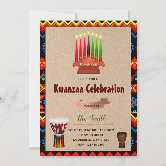 Invitación a la fiesta de celebración de Kwanzaa (Anverso)