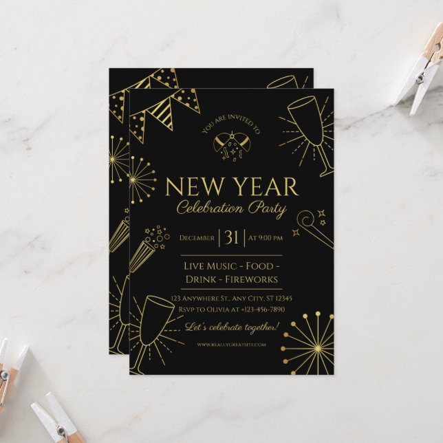 Invitación a la Fiesta de Celebración del Año Nuev (Anverso/Reverso In Situ)