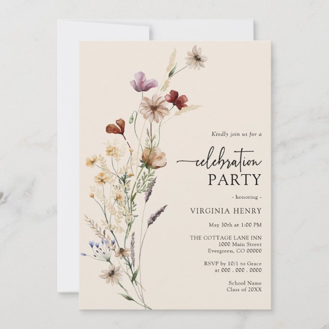 Invitación a la fiesta de celebración del Boho (Anverso)