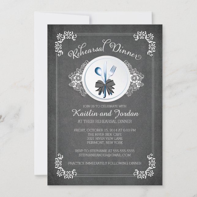 Invitación a la fiesta de cena de ensayo de Chalkb (Anverso)