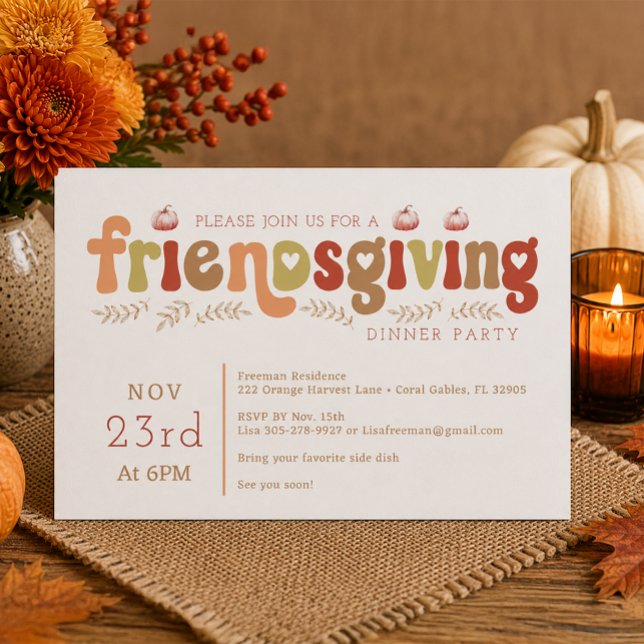 Invitación a la fiesta de cena de Friendsgiving Re (Friendsgiving Invitation)