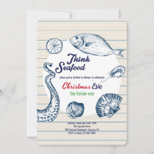 Invitación a la fiesta de cena de mariscos Think