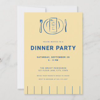 Invitación a la fiesta de cena de pan y mantequill