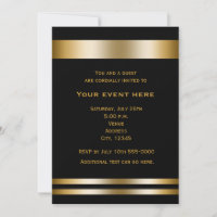 Invitación a la fiesta de cena elegante Black & Go