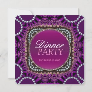 Invitación a la fiesta de cena exótica púrpura del
