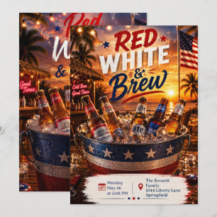 Invitación a la fiesta de cerveza roja, blanca y a