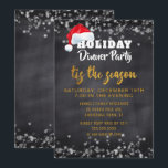 Invitación a la fiesta de Chalkboard Gold Holiday<br><div class="desc">Diversión, Santa hat chalets Navidades de copas de nieve invitan a la cena de vacaciones - Invite a la familia, amigos, vecinos y compañeros de trabajo a ser parte de su celebración de vacaciones. Lee 'Fiesta de la cena de feriado' en la parte superior con letras blancas con un sombrero...</div>