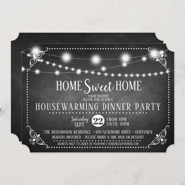 Invitación a la fiesta de Chalkboard Housewarming  (Anverso / Reverso)