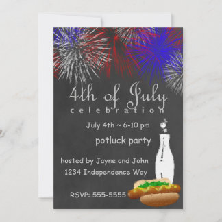 Invitación a la fiesta de Chalkboard July Fourth F