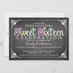 Invitación a la fiesta de Chalkboard Vintage Sweet