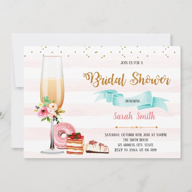 invitación a la fiesta de champán y postres (Anverso)