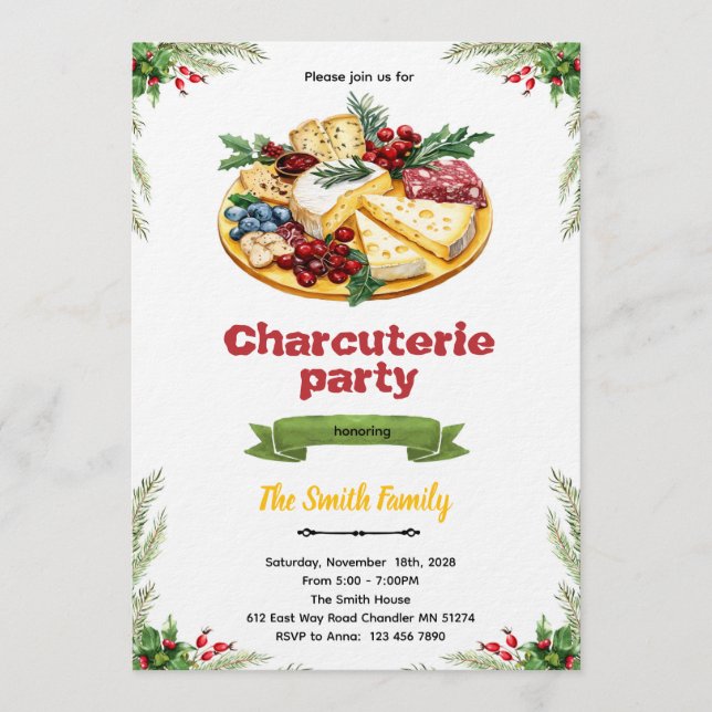 invitación a la fiesta de charcutería de Navidad (Anverso)