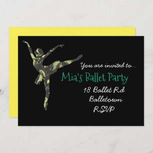 Invitación a la fiesta de chica de ballet Ballerin