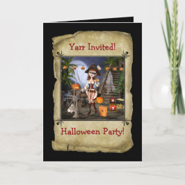 Invitación a la fiesta de Chica pirata Halloween