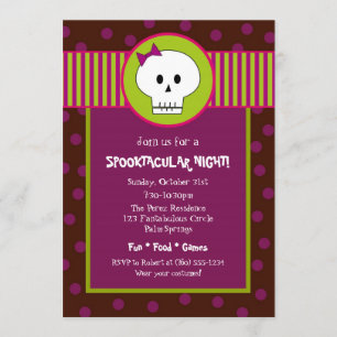 Invitación a la fiesta de Chica Skeleton Halloween