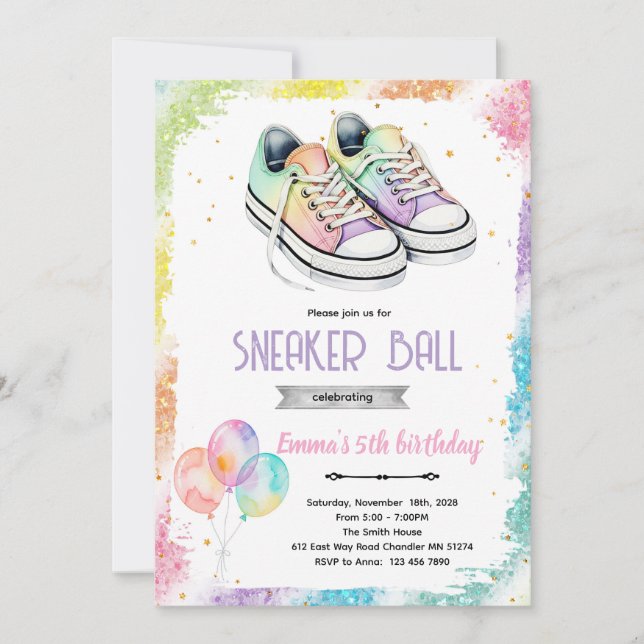 invitación a la fiesta de chicas de sneaker ball (Anverso)