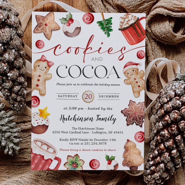 Invitación a la Fiesta de Chocolate Caliente - Gal (Hot Cocoa Party Invitation - Cookies and Cocoa)