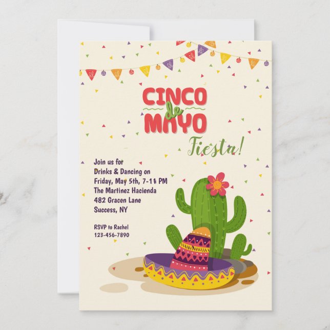 Invitación a la Fiesta de Cinco de Mayo (Anverso)