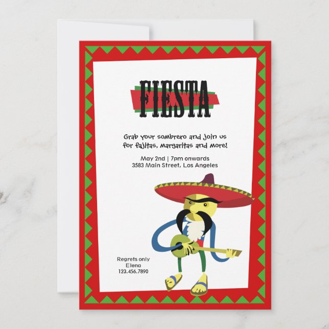 Invitación a la Fiesta de Cinco de Mayo Mariachi (Anverso)