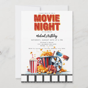 Invitación a la fiesta de cine de cumpleaños de la