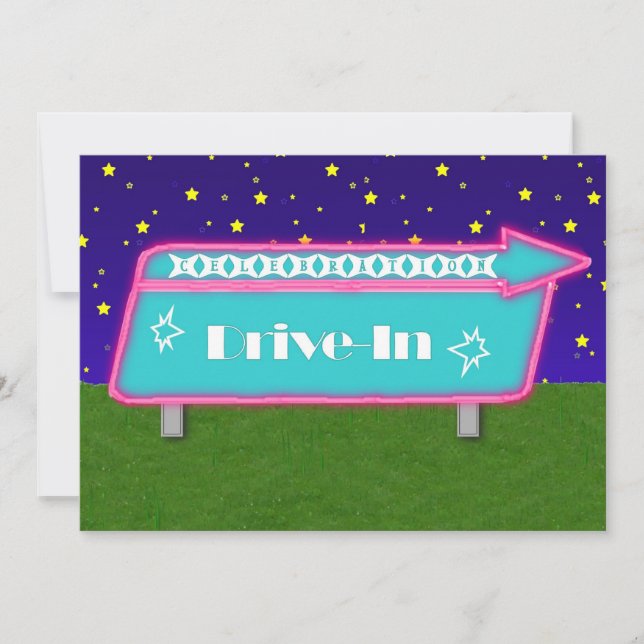Invitación a la fiesta de cine Drive-In (Anverso)