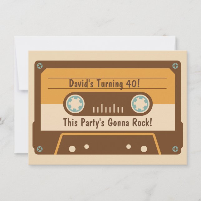 Invitación a la fiesta de cintas de cassette retro (Anverso)